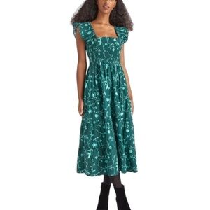 Hill House Home Emerald Botanical Poplin Ellie Nap Dress Size M